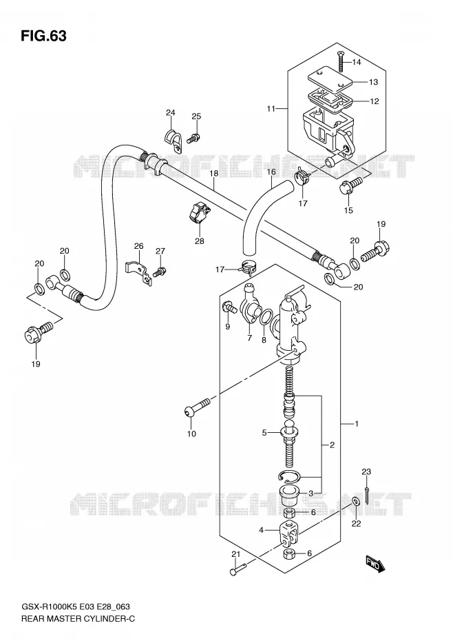 REAR BRAKE MASTER CYLINDER Suzuki MOTO 1000 GSX-R 2005  GSX-R1000K5 (E3)