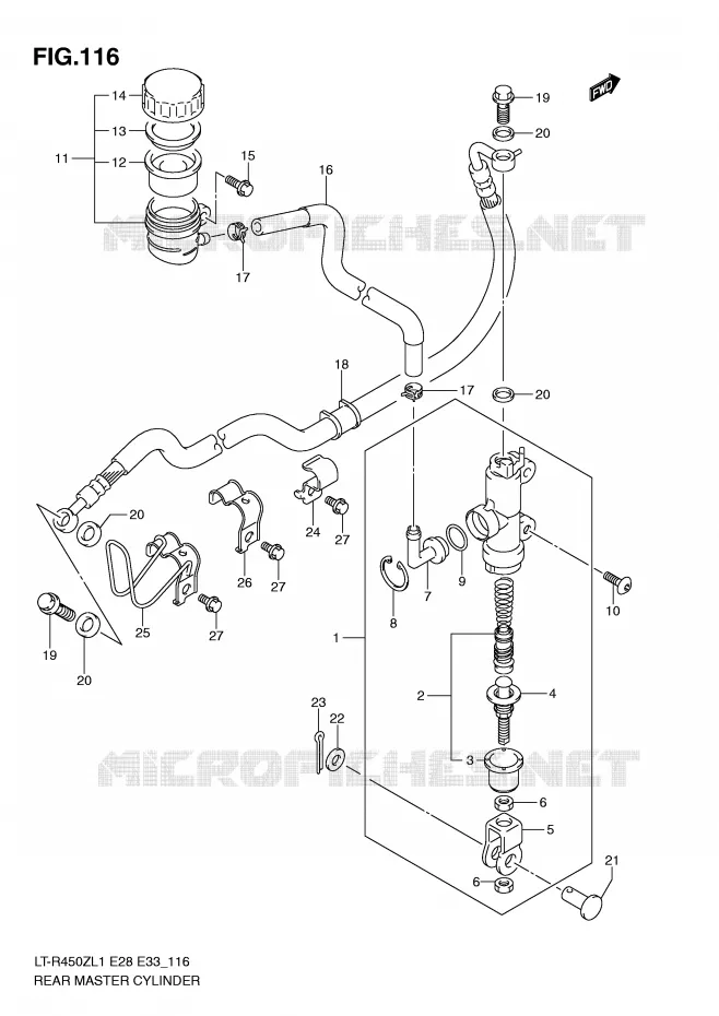 REAR BRAKE MASTER CYLINDER Suzuki QUAD 450 QUADRACER 2011  LT-R450L1(E28/E33)
