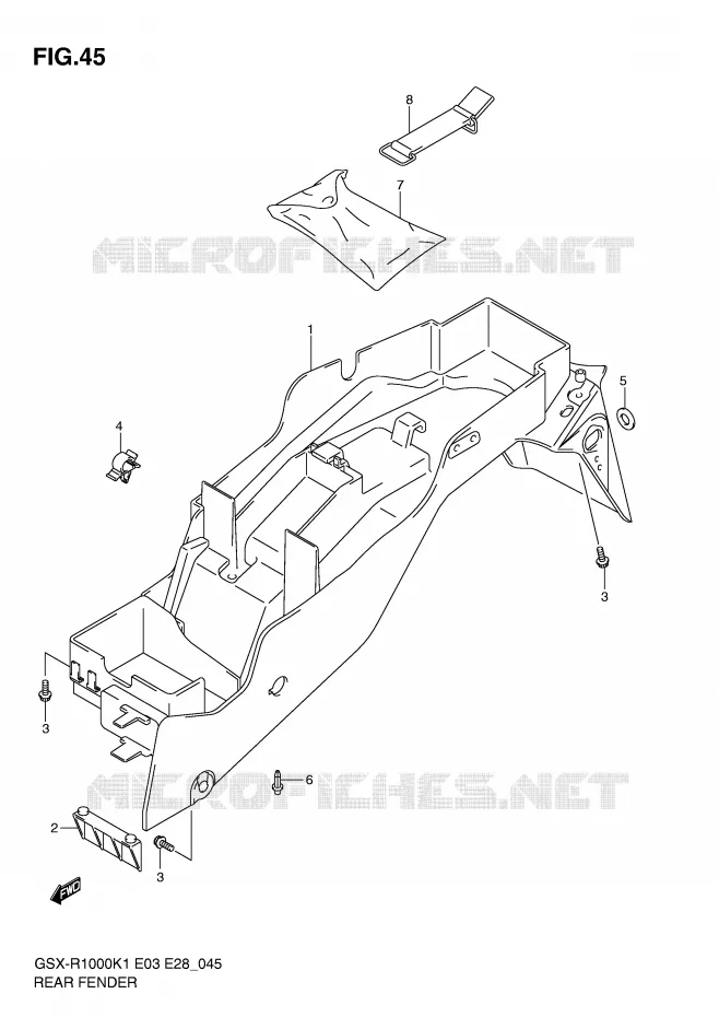 REAR FENDER Suzuki MOTO 1000 GSX-R 2001  GSX-R1000 K1 (E03,E28,E33)