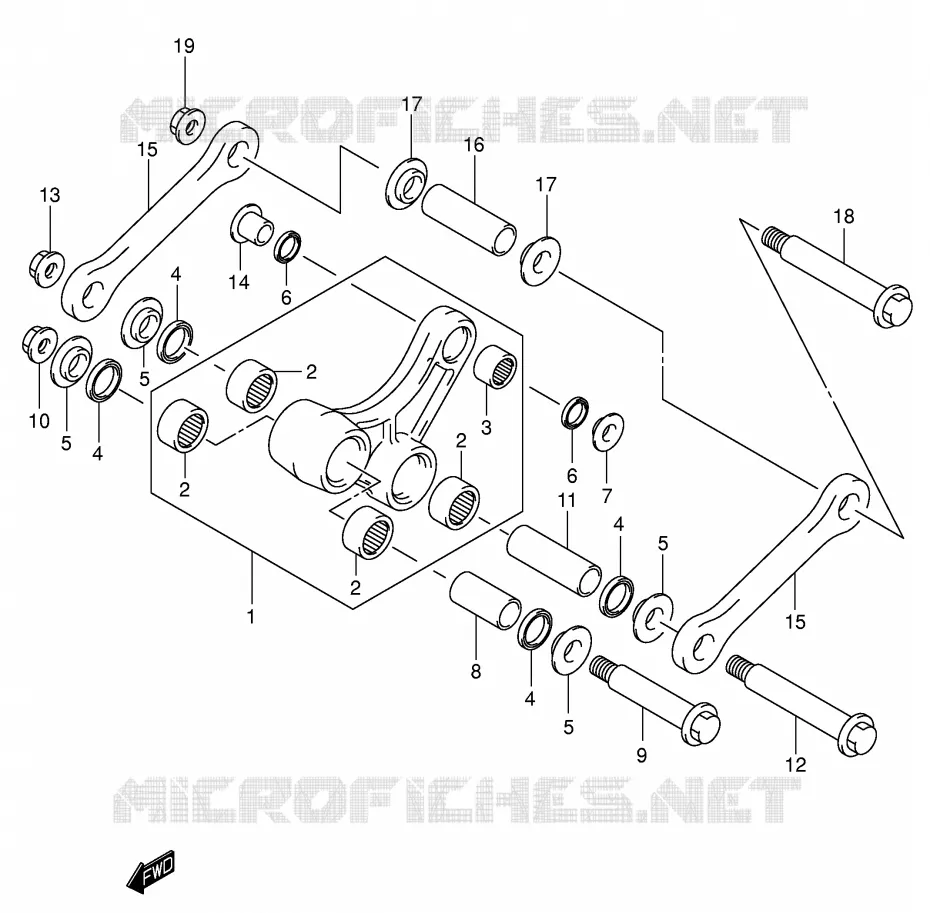 SHOCK ABSORBER LINKAGE (MODEL K1) Suzuki MOTO 125 RM 2001  RM125K1(E2)