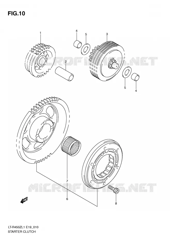 STARTER MOTOR CLUTCH Suzuki QUAD 450 QUADRACER 2011  LT-R450L1(E19)