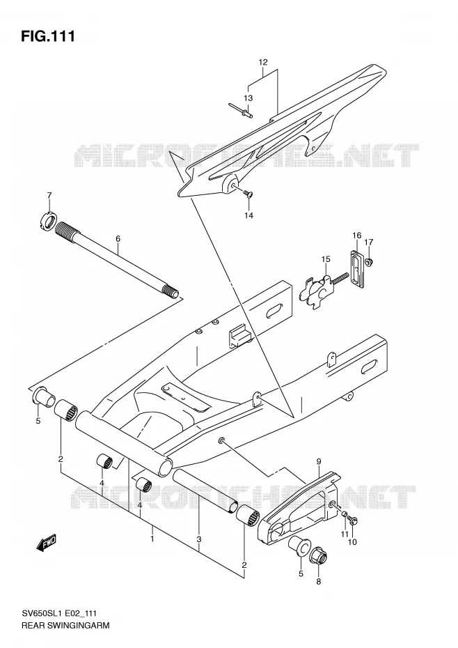 SWINGARM (SV650SL1 E24) Suzuki MOTO 650 SV 2011  SV650SAL1(E2)