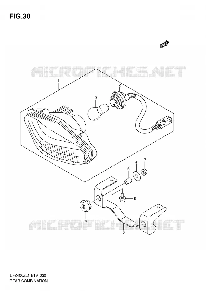 TAIL LIGHT Suzuki QUAD 400 QUADSPORT 2011  LT-Z400L1(E19)