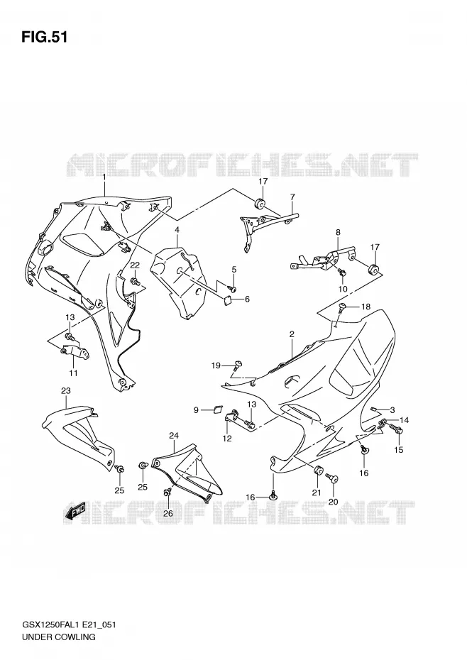 UNDER COWLING Suzuki MOTO 1250 GSX-F 2011  GSX1250FAL1(E21)