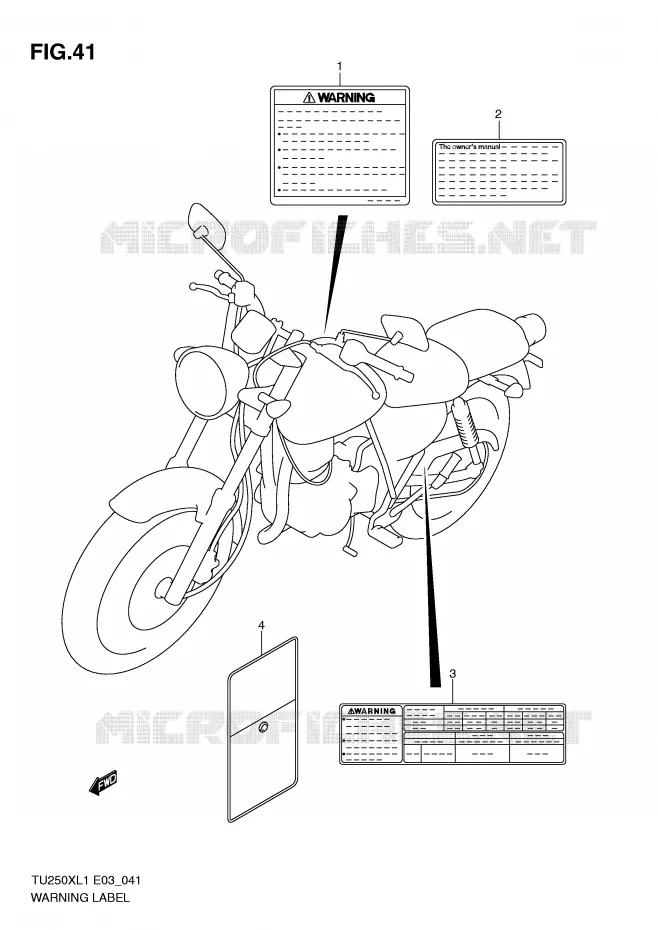 WARNING LABEL Suzuki MOTO 250 TU 2011  TU250XL1(E3)