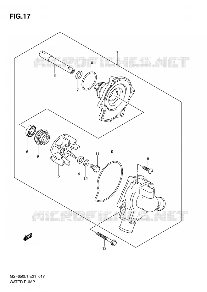 WATER PUMP Suzuki MOTO 650 BANDIT 2011  GSF650SAL1(E21)