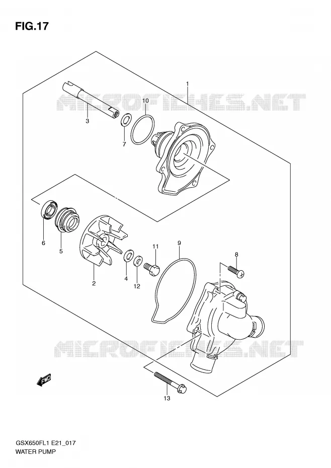 WATER PUMP Suzuki MOTO 650 GSX-F 2011  GSX650FUL1(E21)