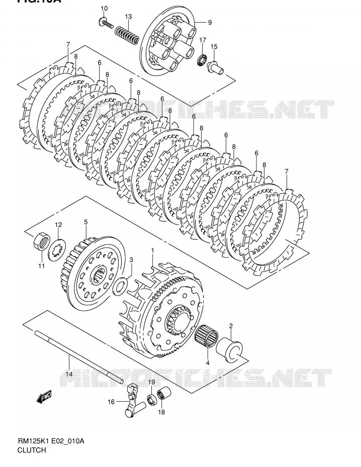 CLUTCH (MODEL K2) Suzuki MOTO 125 RM 2002  RM125 K2 (E02,E04,E24)