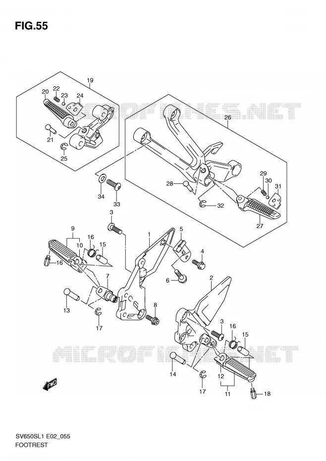 FOOTREST Suzuki MOTO 650 SV 2011  SV650SL1(E2)
