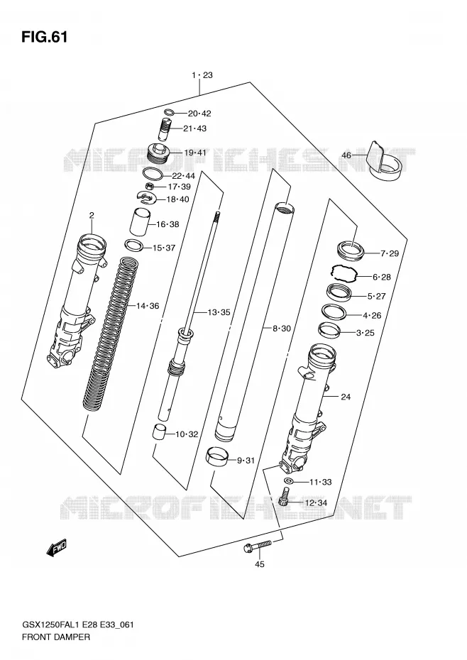 FRONT FORK Suzuki MOTO 1250 GSX-F 2011  GSX1250FAL1(E28)
