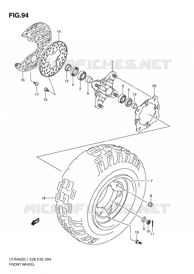 FRONT WHEEL (LT-R450L1 E28) Suzuki QUAD 450 QUADRACER 2011  LT-R450ZL1(E28/E33)