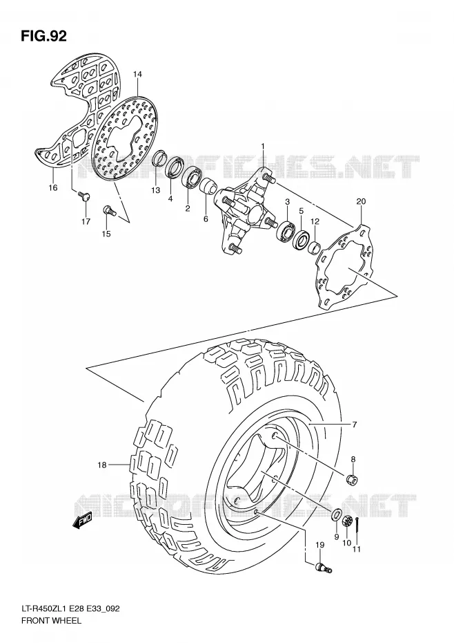 FRONT WHEEL (LT-R450ZL1 E28) Suzuki QUAD 450 QUADRACER 2011  LT-R450ZL1(E28/E33)