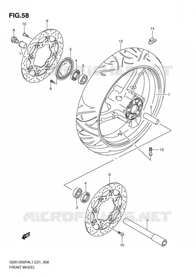 FRONT WHEEL Suzuki MOTO 1250 GSX-F 2012  GSX1250FAL1(E21)