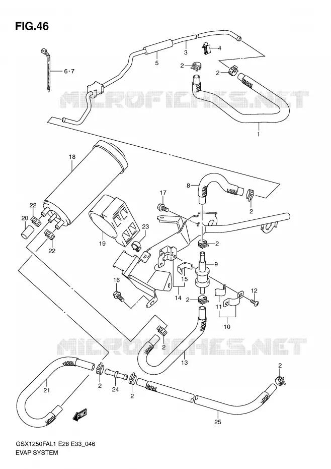 FUEL EVAP SYSTEM (GSX1250FAL1 E33) Suzuki MOTO 1250 GSX-F 2011  GSX1250FAL1(E28)