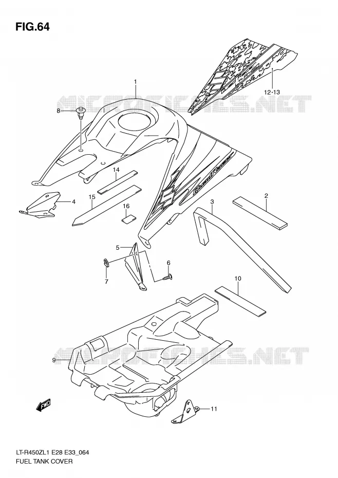 FUEL TANK COVER (LT-R450L1 E33) Suzuki QUAD 450 QUADRACER 2011  LT-R450ZL1(E28/E33)