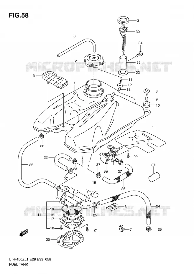 FUEL TANK (LT-R450ZL1 E33) Suzuki QUAD 450 QUADRACER 2011  LT-R450L1(E28/E33)