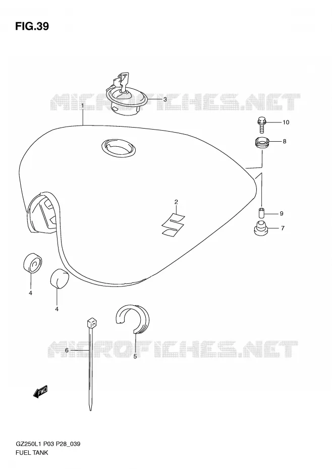FUEL TANK (MODEL P33) Suzuki MOTO 250 MARAUDER 2011  GZ250L1(P3)
