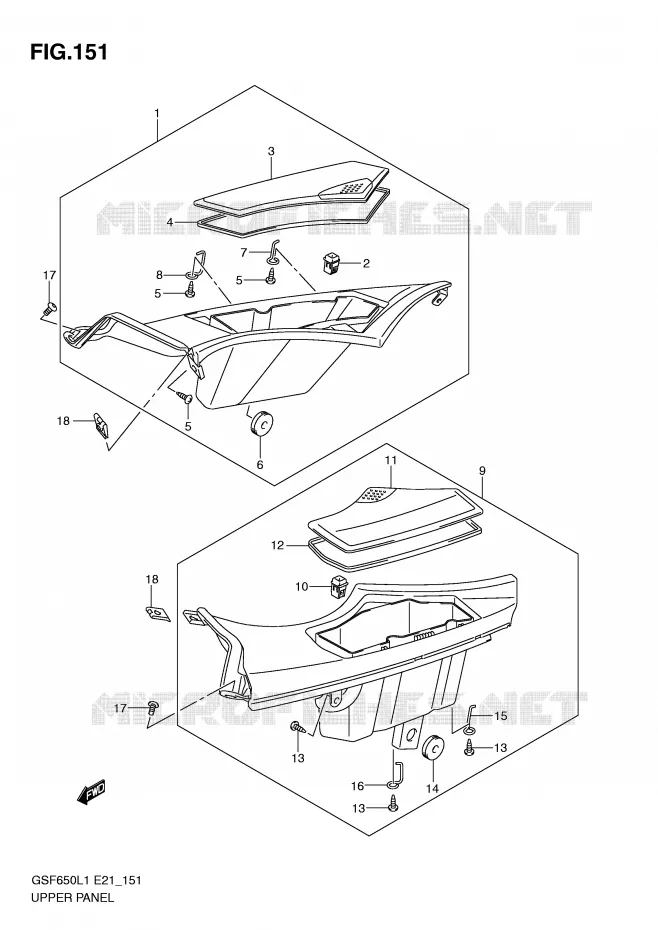 GLOVE BOX (GSF650SL1 E21) Suzuki MOTO 650 BANDIT 2011  GSF650SUL1(E21)