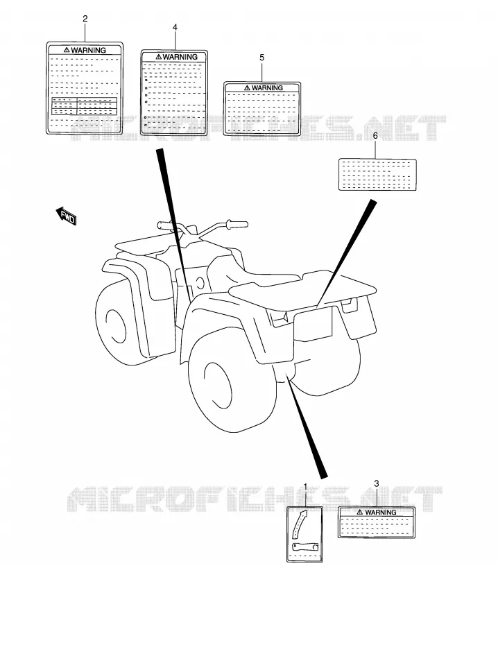 LABEL (MODEL W) Suzuki QUAD 500 QUADMASTER 1998  LT-F500FW(E24)