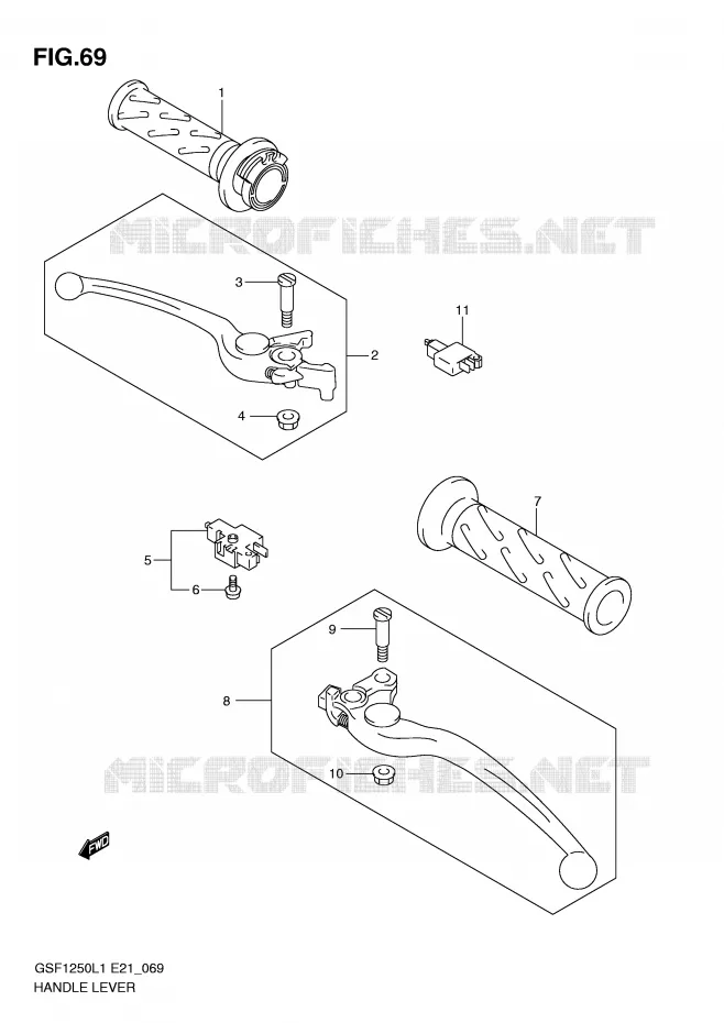 LEVERS - HANDGRIPS (GSF1250AL1 E21) Suzuki MOTO 1250 BANDIT 2012  GSF1250L1(E21)