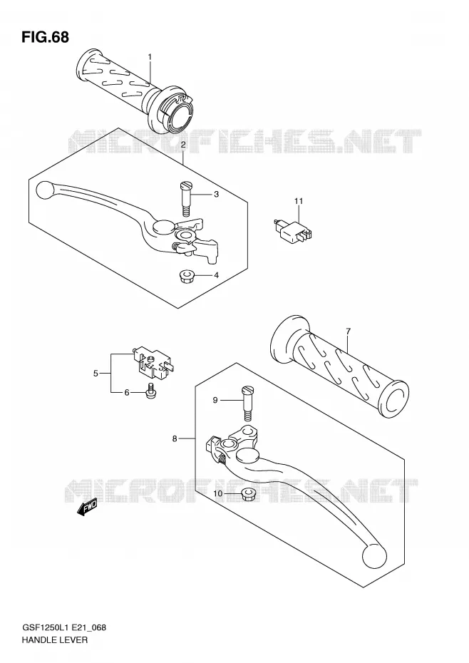 LEVERS - HANDGRIPS (GSF1250L1 E24) Suzuki MOTO 1250 BANDIT 2012  GSF1250L1(E21)