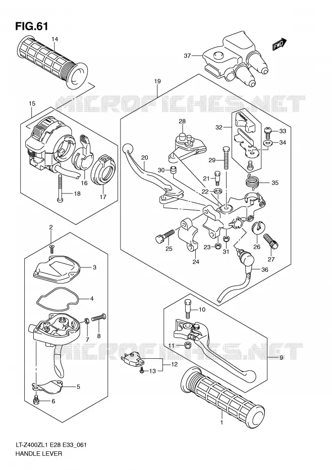 LEVERS - HANDGRIPS Suzuki QUAD 400 QUADSPORT 2011  LT-Z400L1(E28/E33)