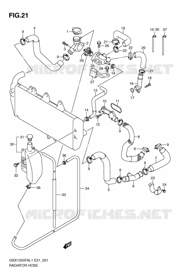 RADIATOR HOSE - EXPANSION TANK Suzuki MOTO 1250 GSX-F 2012  GSX1250FAL1(E21)