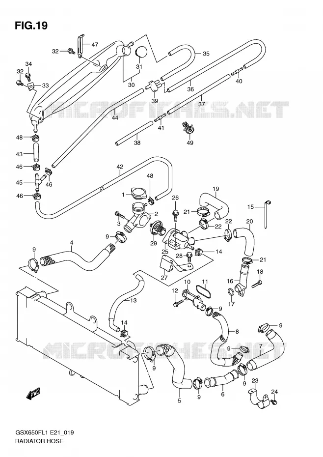 RADIATOR HOSE - EXPANSION TANK Suzuki MOTO 650 GSX-F 2011  GSX650FAL1(E21)