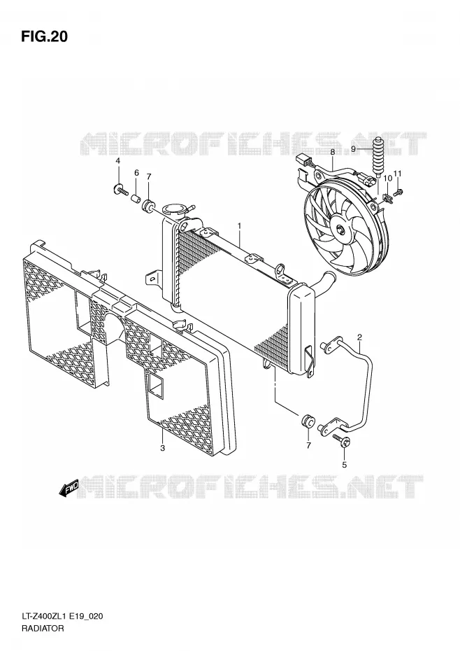 RADIATOR Suzuki QUAD 400 QUADSPORT 2011  LT-Z400ZL1(E19)