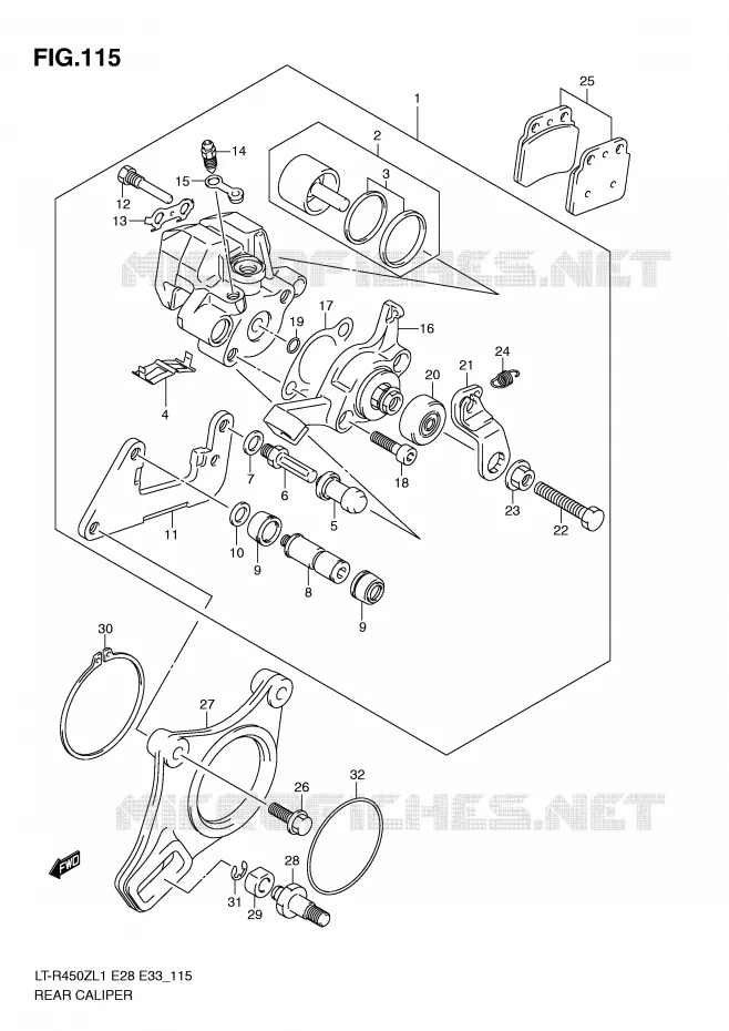 REAR CALIPER Suzuki QUAD 450 QUADRACER 2011  LT-R450ZL1(E28/E33)