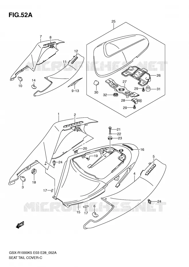 REAR FAIRING - SEAT COWL (MODEL K6) Suzuki MOTO 1000 GSX-R 2006  GSX-R1000 K6(E33)
