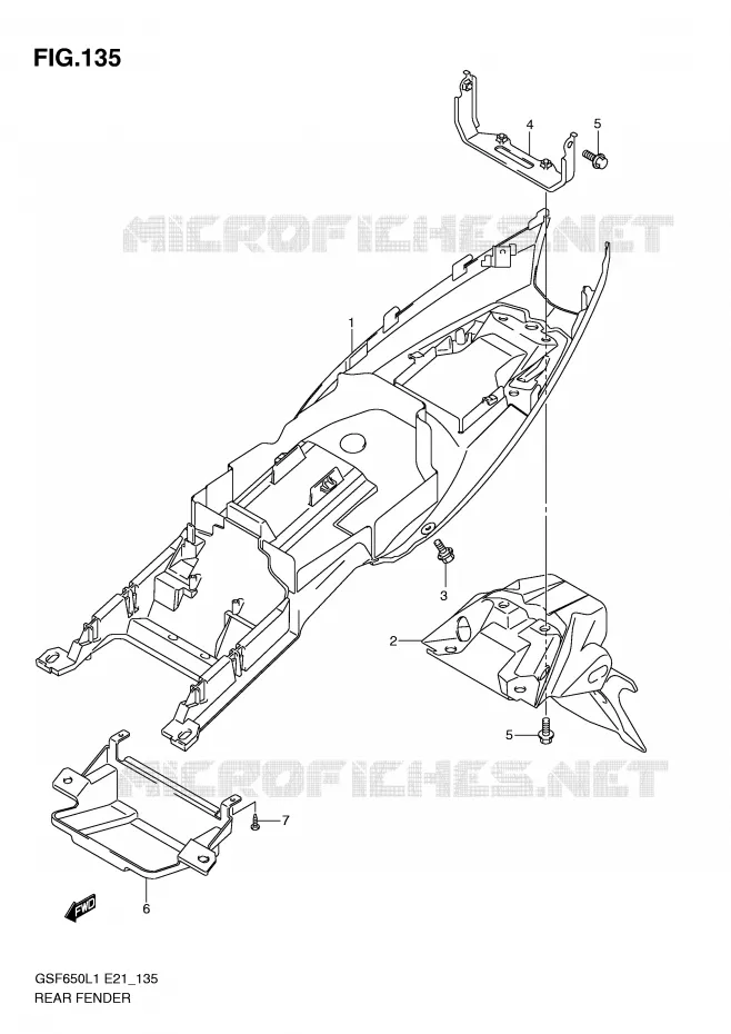 REAR FENDER (GSF650L1 E21) Suzuki MOTO 650 BANDIT 2011  GSF650L1(E21)