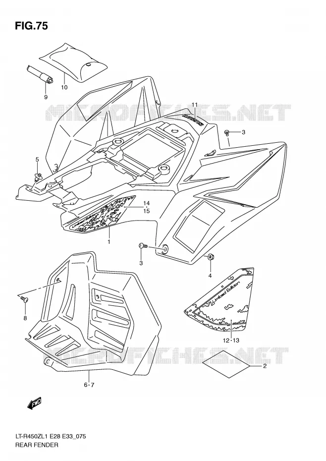 REAR FENDER (LT-R450ZL1 E33) Suzuki QUAD 450 QUADRACER 2011  LT-R450ZL1(E28/E33)