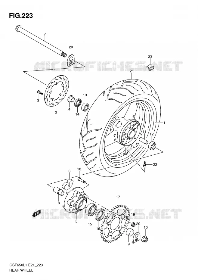 REAR WHEEL (GSF650L1 E21) Suzuki MOTO 650 BANDIT 2011  GSF650SL1(E21)