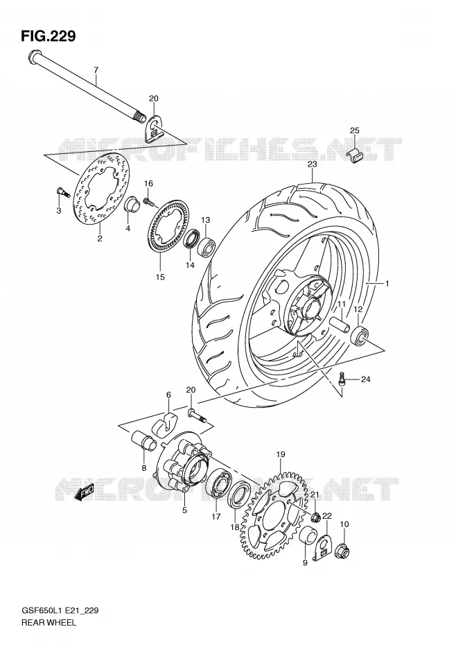 REAR WHEEL (GSF650SAL1 E21) Suzuki MOTO 650 BANDIT 2011  GSF650SL1(E21)