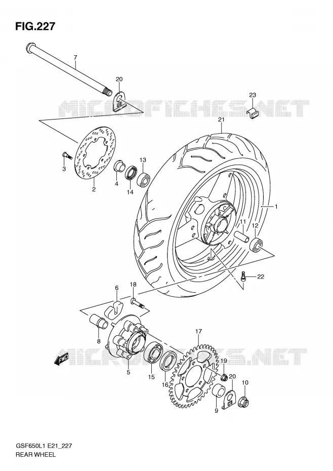 REAR WHEEL (GSF650SL1 E21) Suzuki MOTO 650 BANDIT 2011  GSF650AL1(E21)