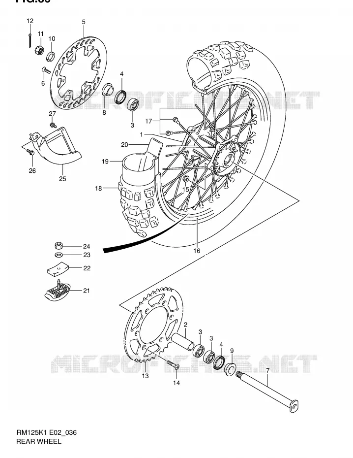 REAR WHEEL Suzuki MOTO 125 RM 2002  RM125K2(E2)