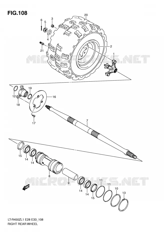 RIGHT HAND REAR WHEEL (LT-R450ZL1 E33) Suzuki QUAD 450 QUADRACER 2011  LT-R450L1(E28/E33)