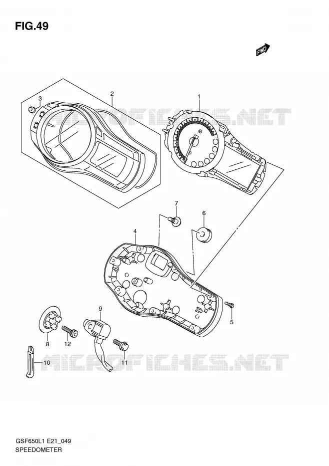 SPEEDOMETER (GSF650SUAL1 E21) Suzuki MOTO 650 BANDIT 2011  GSF650AL1(E21)