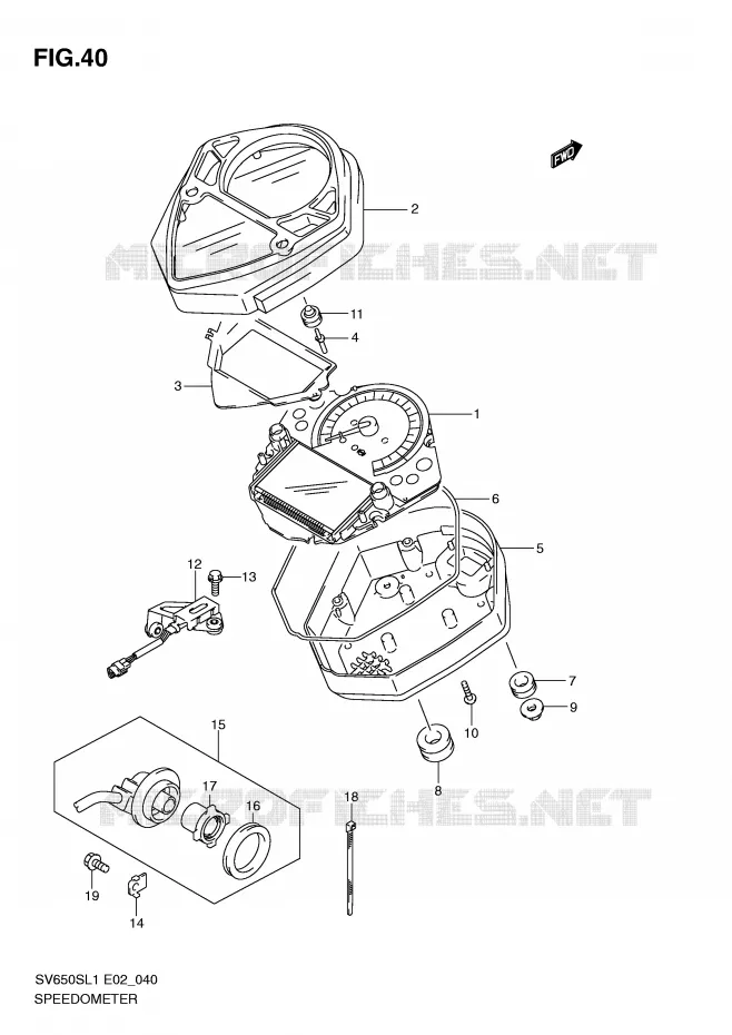 SPEEDOMETER (SV650SAL1 E24) Suzuki MOTO 650 SV 2011  SV650SAL1(E2)