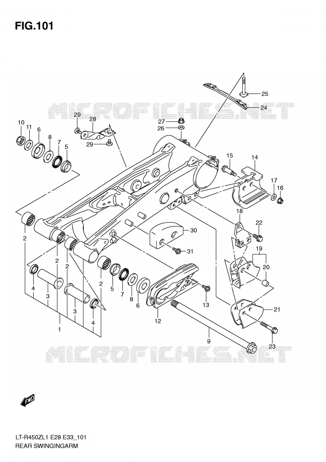 SWINGARM (LT-R450L1 E28) Suzuki QUAD 450 QUADRACER 2011  LT-R450L1(E28/E33)