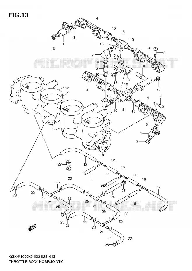 THROTTLE BODY HOSE/JOINT Suzuki MOTO 1000 GSX-R 2006  GSX-R1000 K6 (E03)