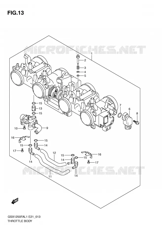THROTTLE BODY Suzuki MOTO 1250 GSX-F 2011  GSX1250FAL1(E21)
