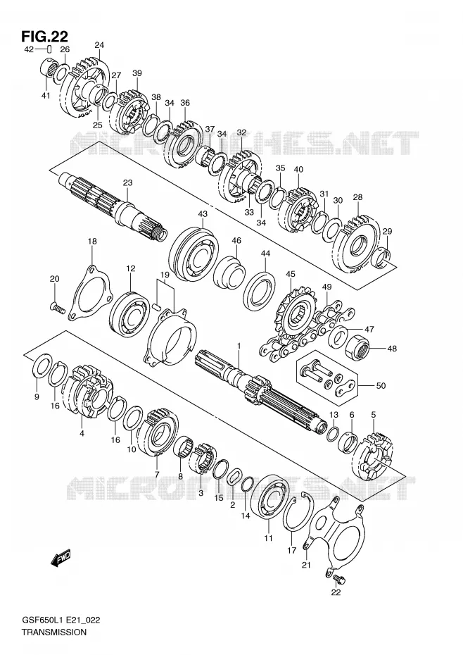 TRANSMISSION Suzuki MOTO 650 BANDIT 2011  GSF650SL1(E21)
