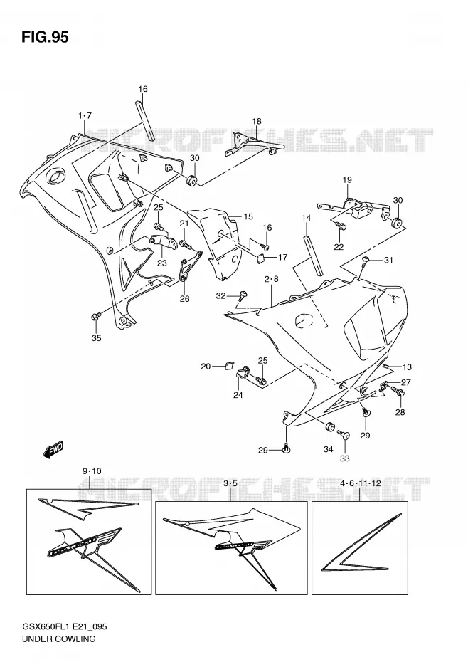 UNDER COWLING (GSX650FAL1 E21) Suzuki MOTO 650 GSX-F 2011  GSX650FAL1(E21)