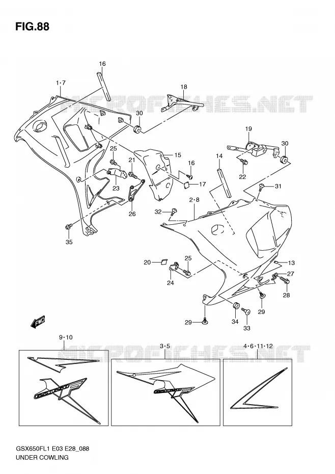 UNDER COWLING (GSX650FL1 E3) Suzuki MOTO 650 GSX-F 2011  GSX650FAL1(E3/E28)