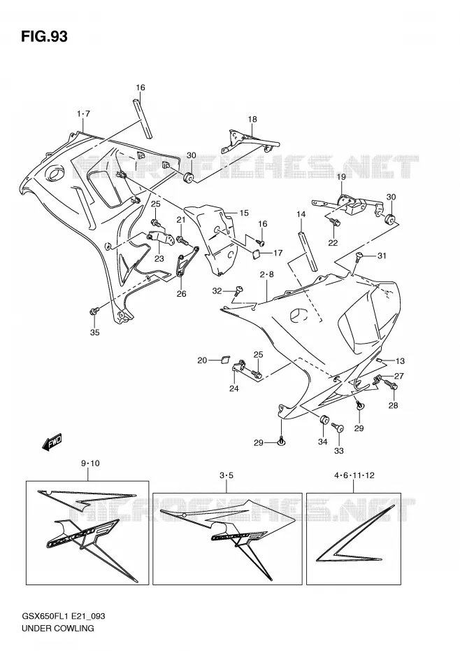 UNDER COWLING (GSX650FUL1 E21) Suzuki MOTO 650 GSX-F 2011  GSX650FUL1(E21)