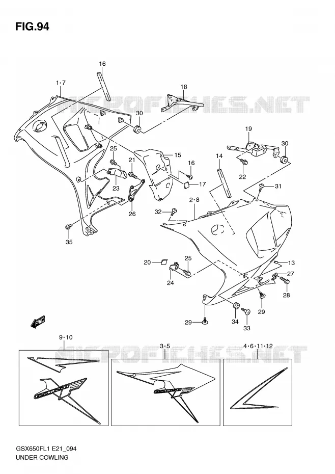 UNDER COWLING (GSX650FUL1 E24) Suzuki MOTO 650 GSX-F 2011  GSX650FAL1(E21)