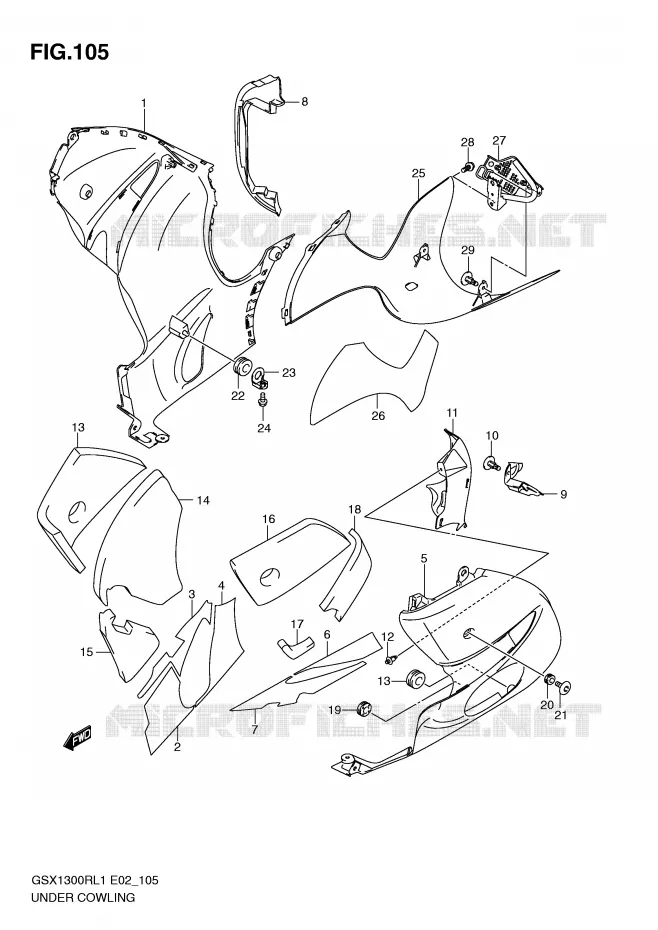UNDER COWLING Suzuki MOTO 1300 HAYABUSA 2011  GSX1300RUFL1(E2)