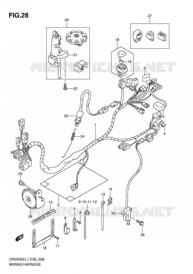 WIRING HARNESS (DR200SEL1 E6) Suzuki MOTO 200 DR 2011  DR200SEL1(E6)